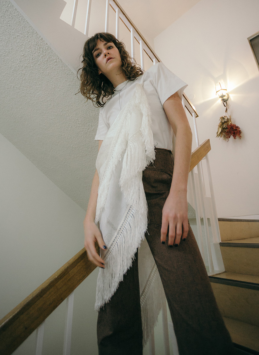 Fringe Wide Scarf 詳細画像 White 4