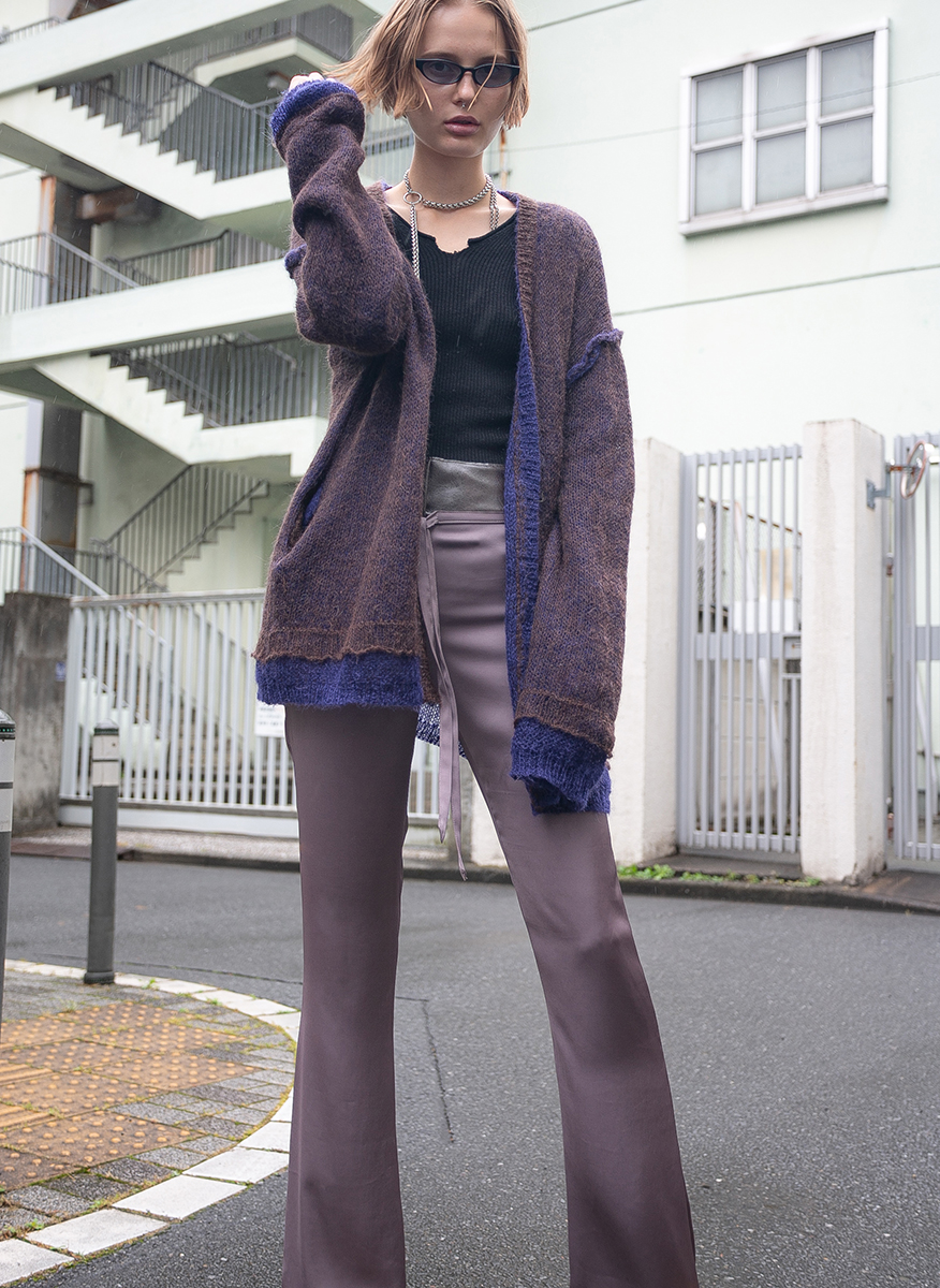 Leather Waist Satin Pants 詳細画像 Gray 3