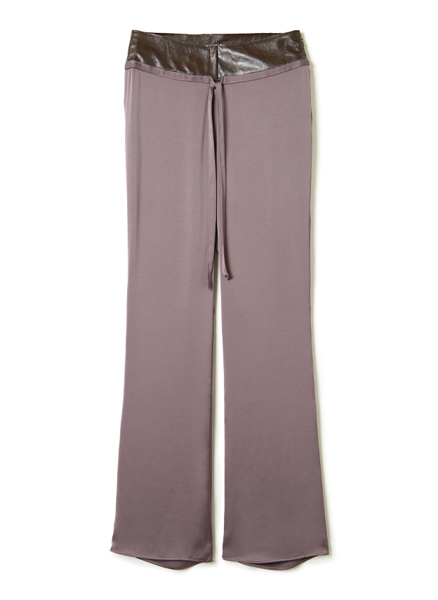 Leather Waist Satin Pants 詳細画像 Gray 1