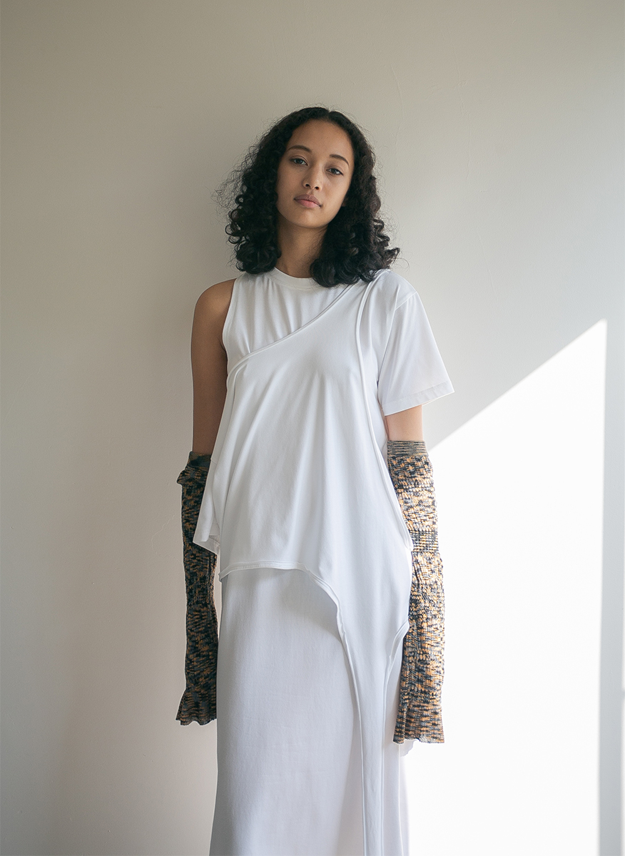 Twist Long Tee Dress 詳細画像 White 2