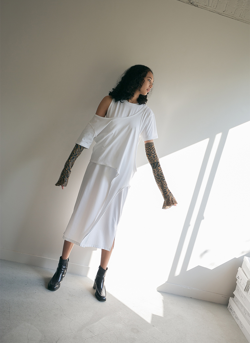 Twist Long Tee Dress 詳細画像 White 3