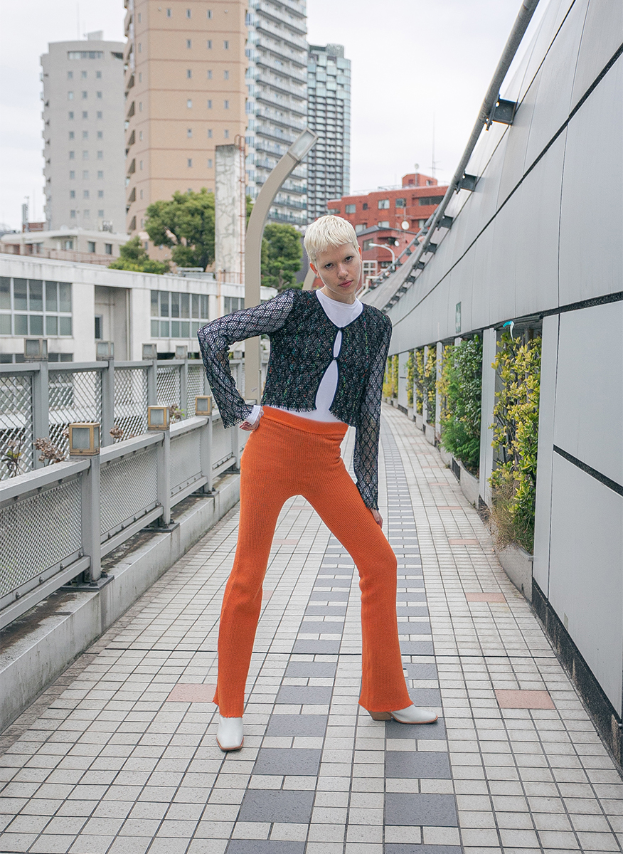 Double Face Rib Line Pants 詳細画像 Orange 2