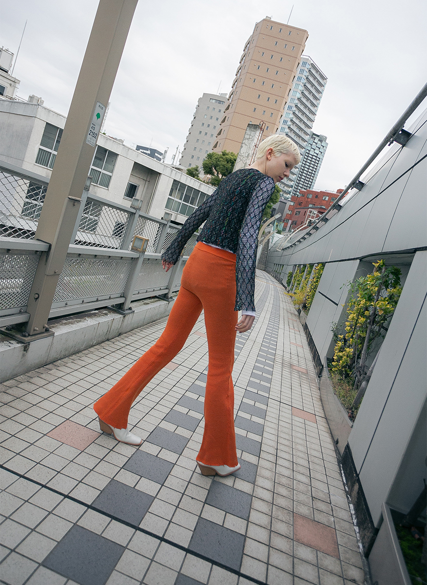 Double Face Rib Line Pants 詳細画像 Orange 3