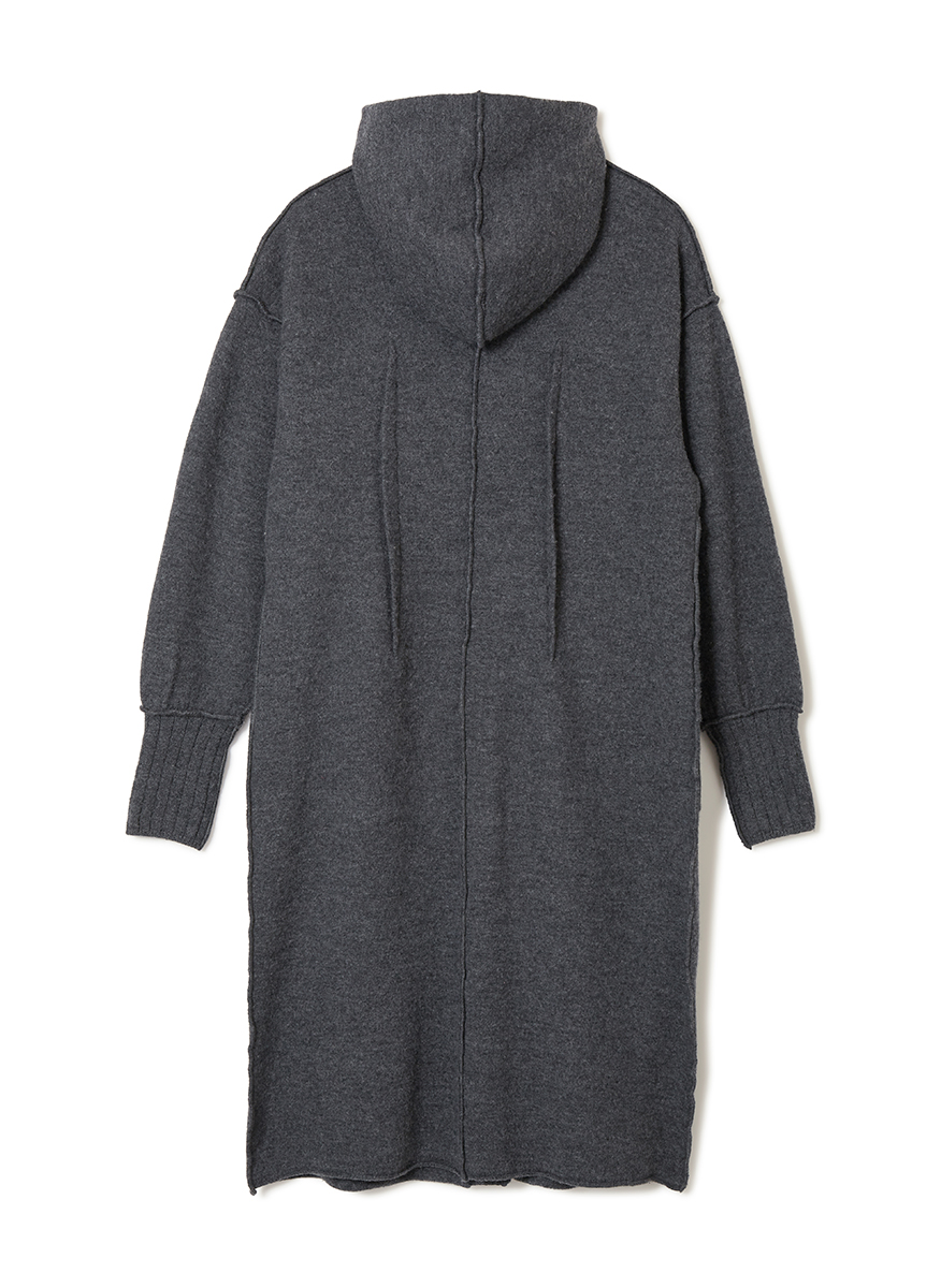 Hoodie Knit Long Coat 詳細画像 Gray 2