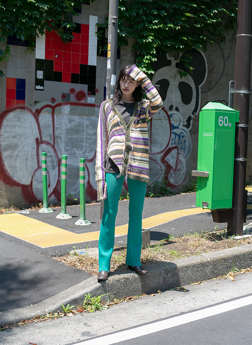 Cotton Rib Line Pants 詳細画像 Green 2