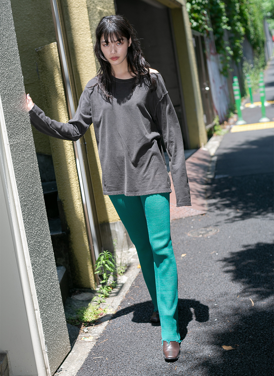 Cotton Rib Line Pants 詳細画像 Green 4