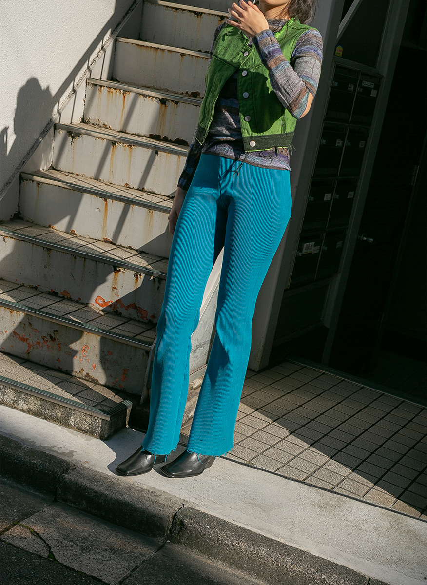 Cotton Rib Line Pants 詳細画像 Blue 2