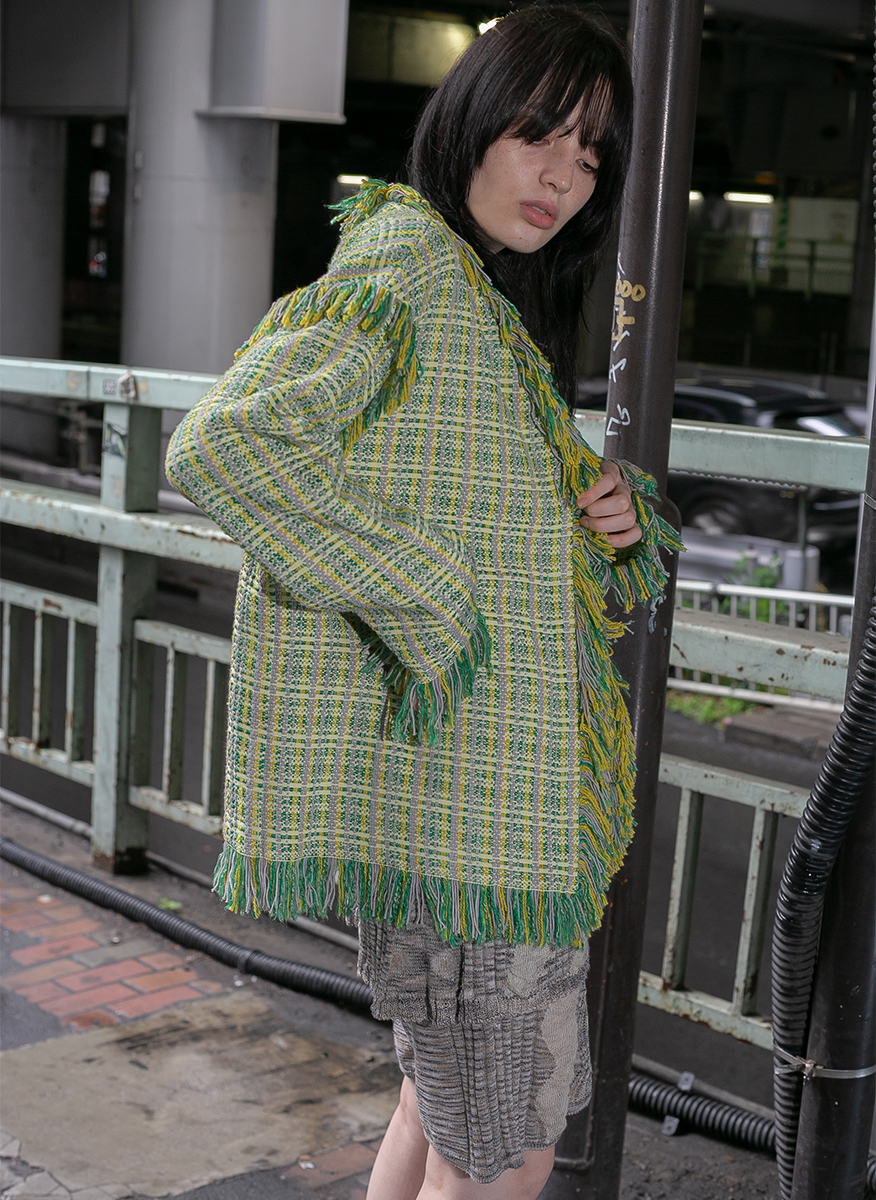 Tweed Knit Cardigan 詳細画像 Green 3