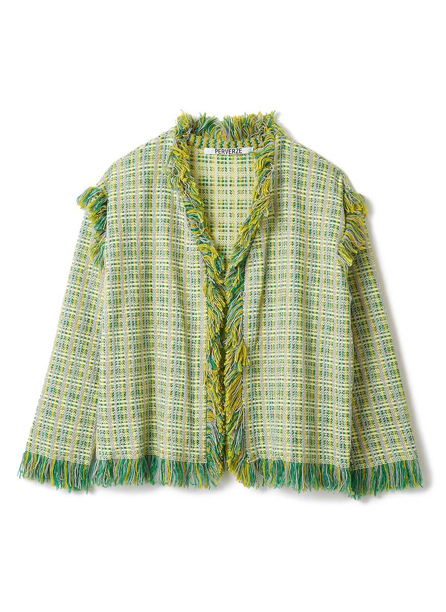 Tweed Knit Cardigan 詳細画像 Green 1