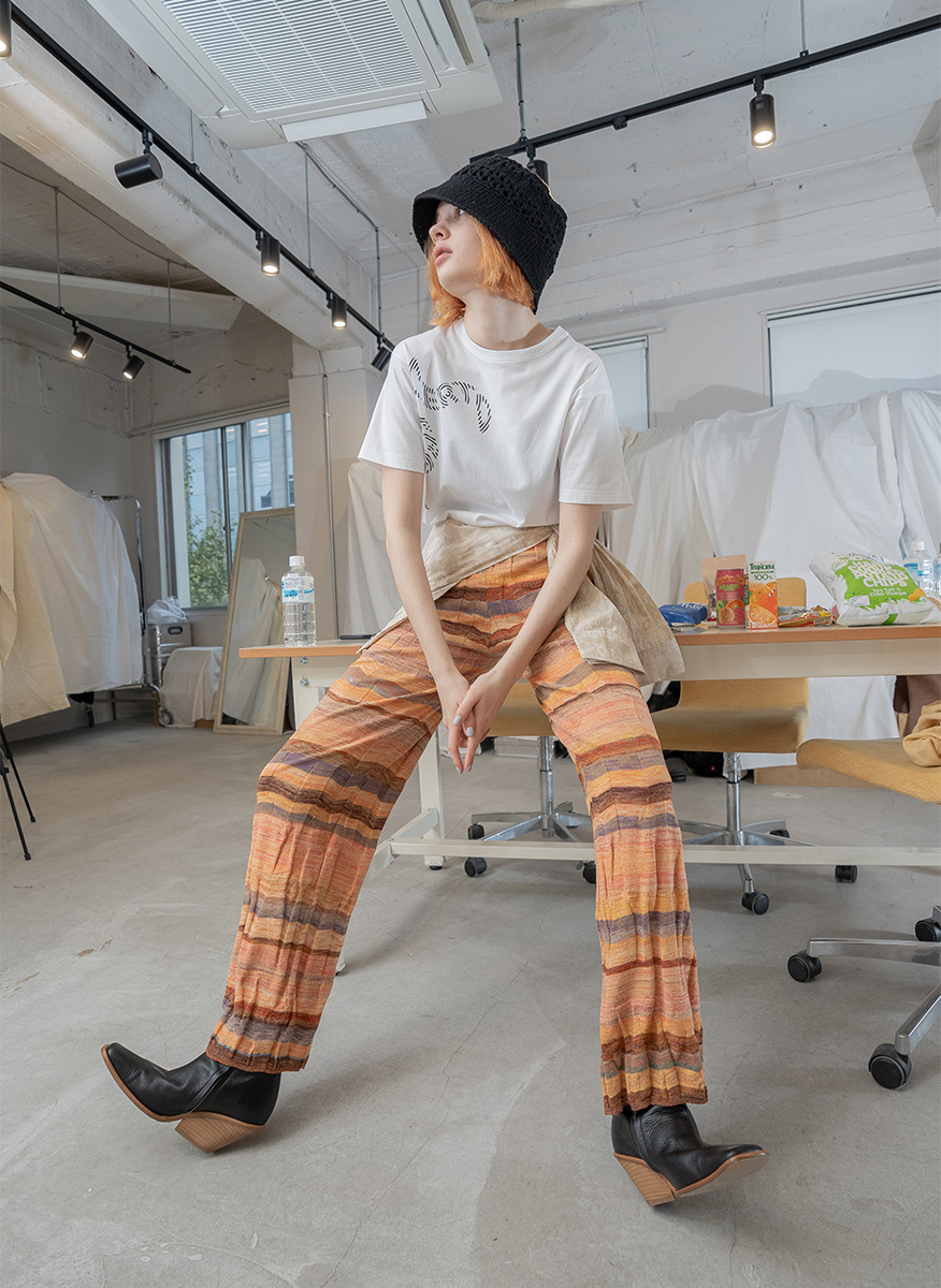 Wave Border Loose Knit  Pants 詳細画像 Orange 1