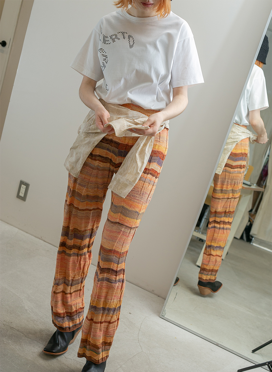 Wave Border Loose Knit  Pants 詳細画像 Orange 3