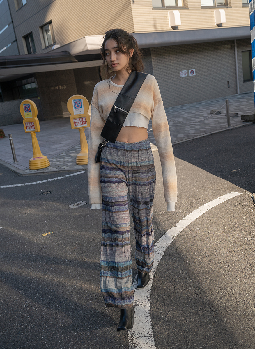 Wave Border Loose Knit  Pants