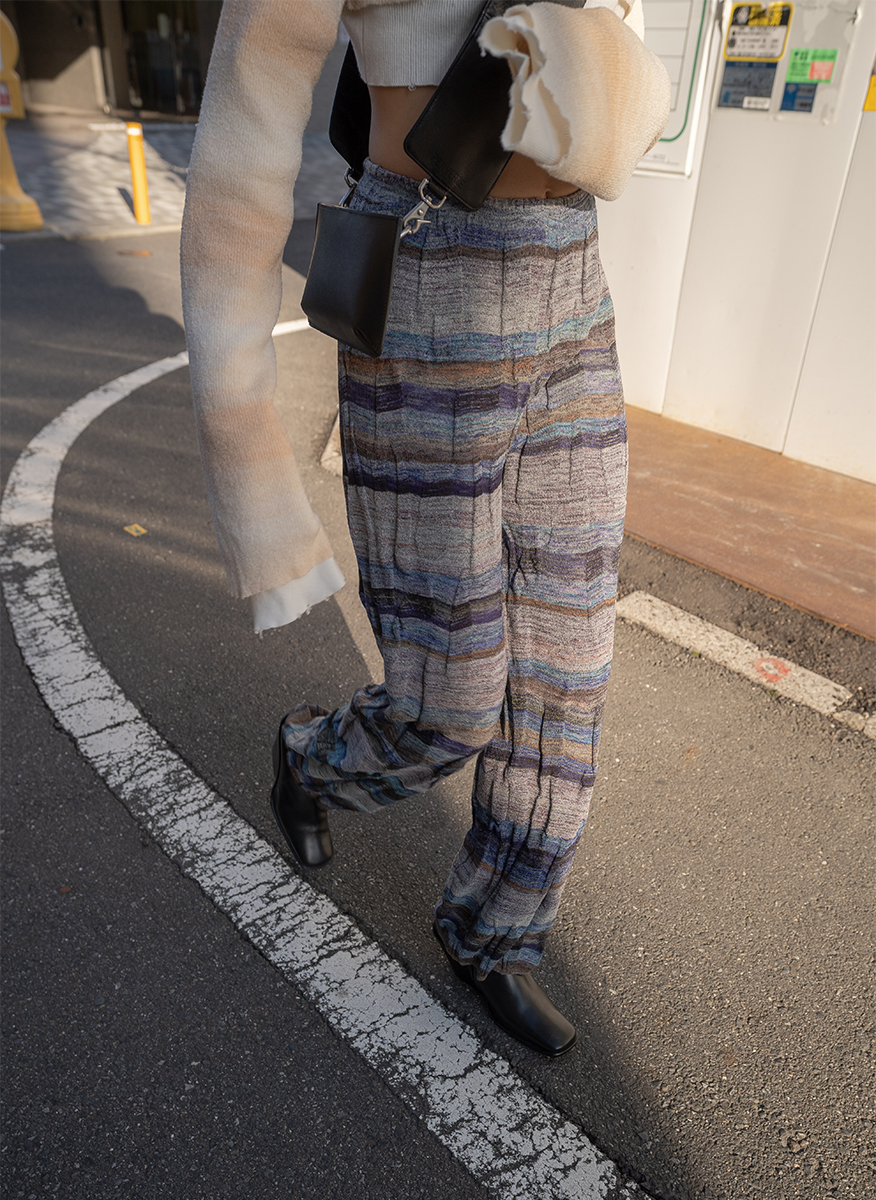 Wave Border Loose Knit  Pants 詳細画像 Blue 2