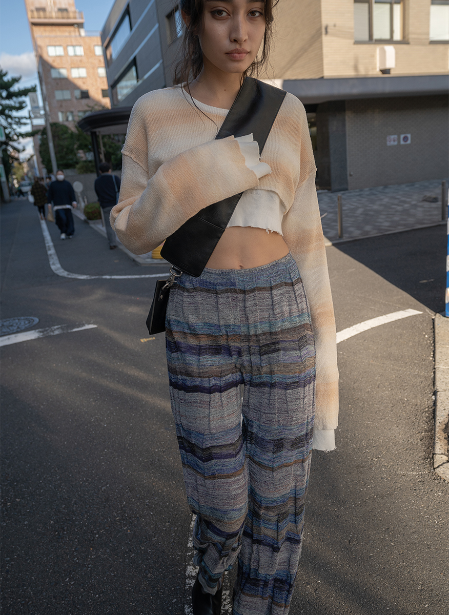 Wave Border Loose Knit  Pants 詳細画像 Blue 3