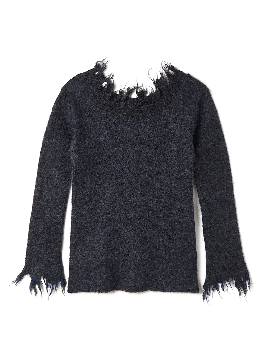 Mohair & Wool Damaged Knit Sweater