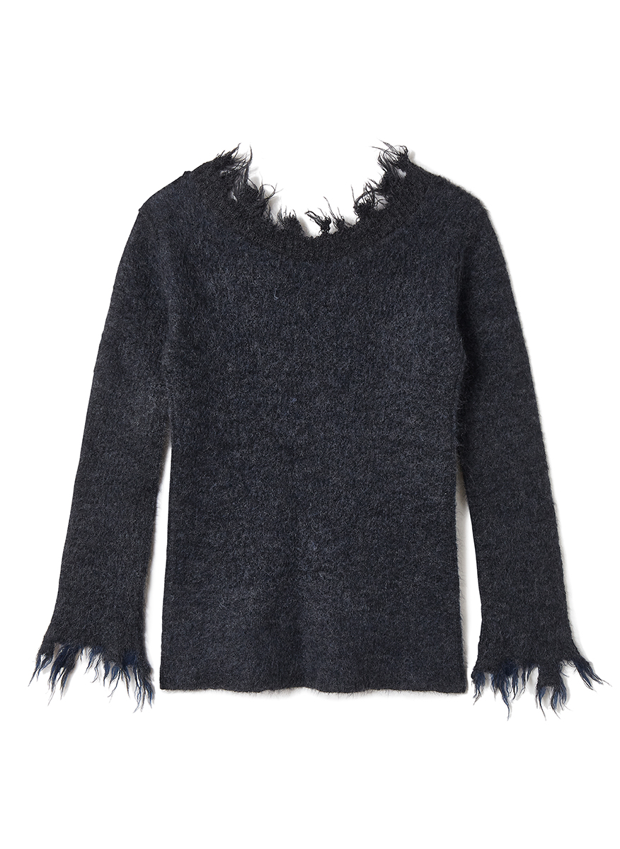 Mohair & Wool Damaged Knit Sweater