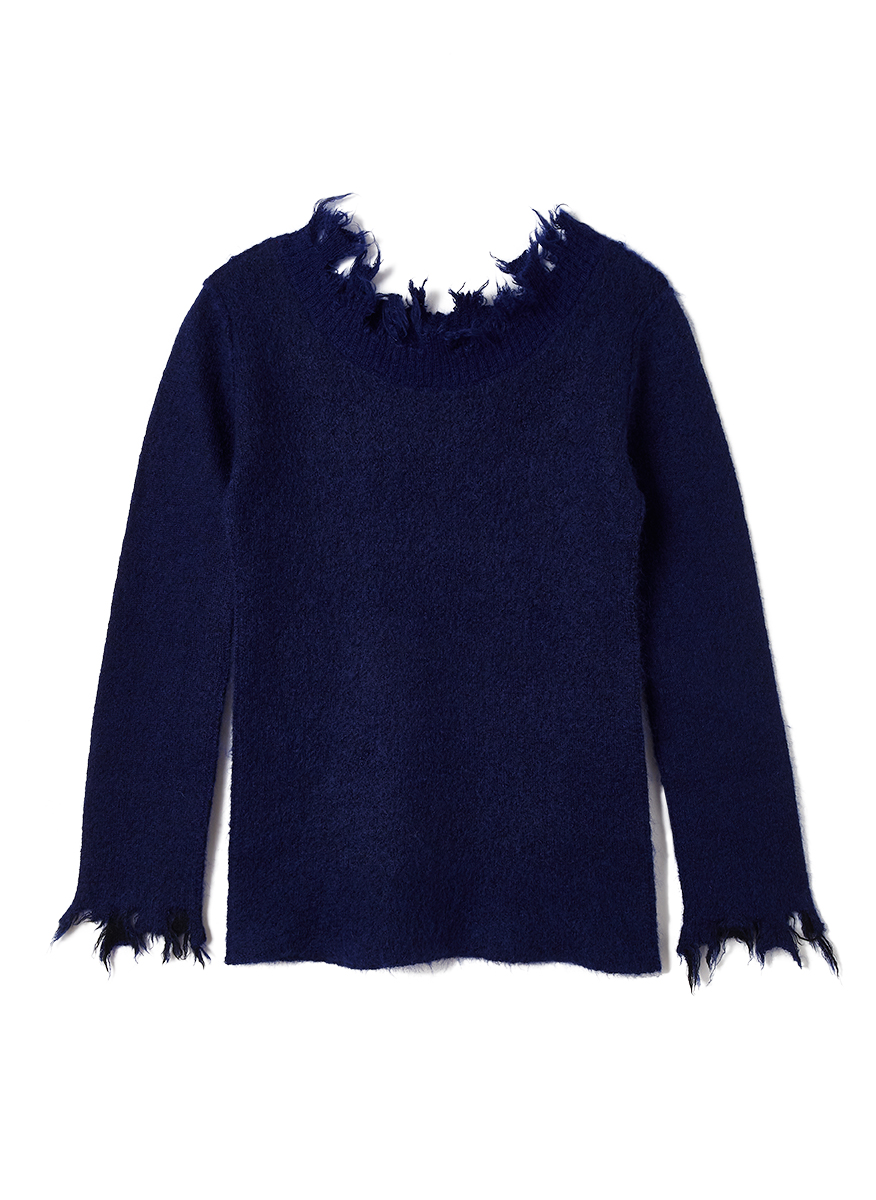 Mohair & Wool Damaged Knit Sweater 詳細画像 Blue 1