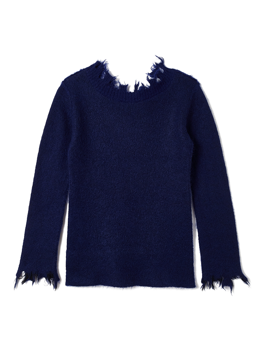 Mohair & Wool Damaged Knit Sweater 詳細画像 Blue 2