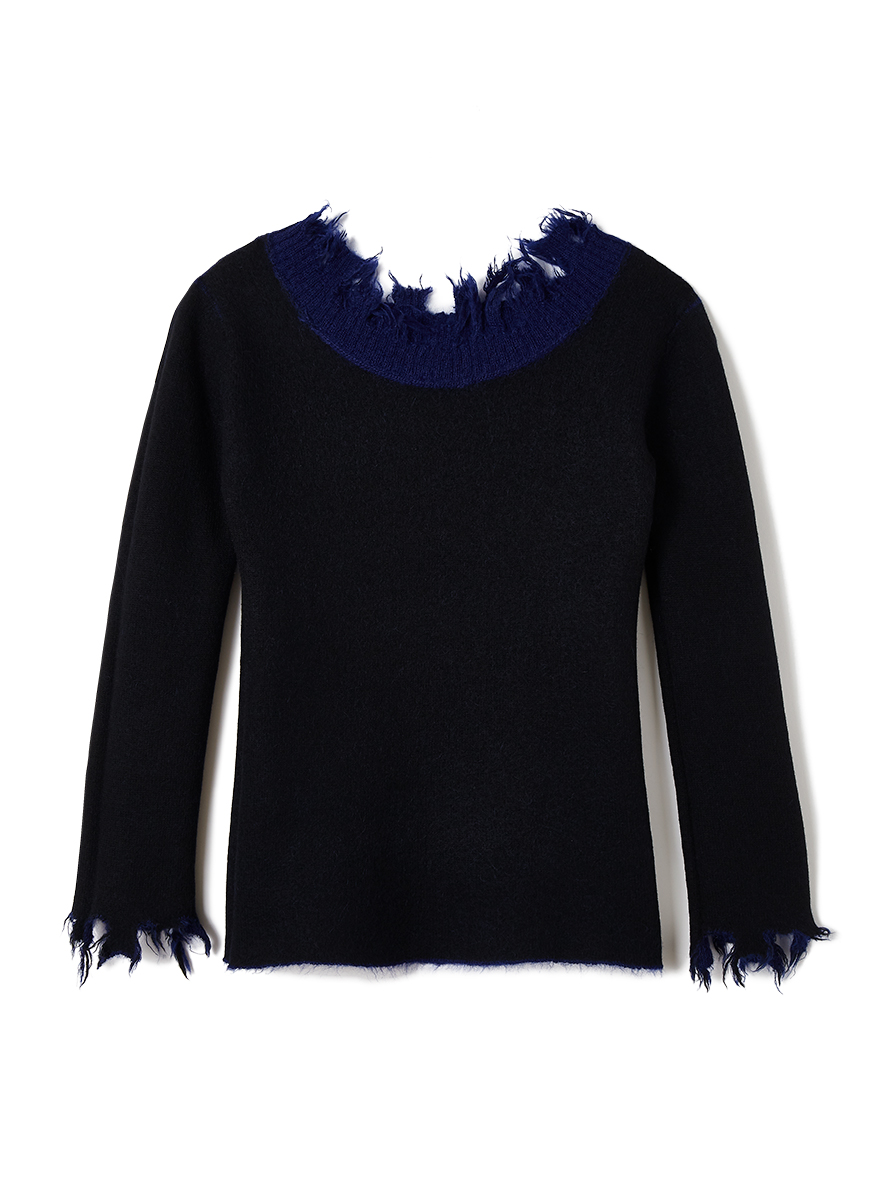 Mohair & Wool Damaged Knit Sweater 詳細画像 Blue 3