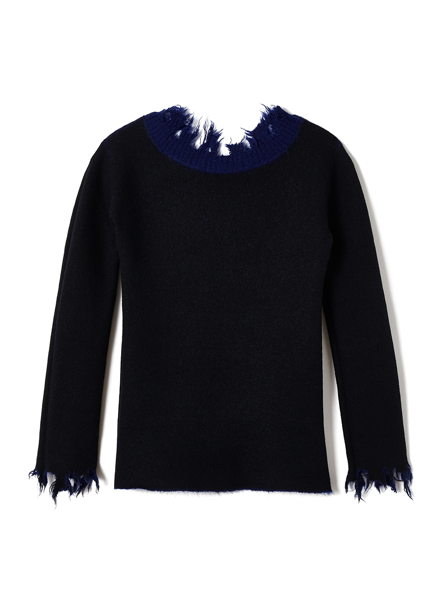 Mohair & Wool Damaged Knit Sweater 詳細画像 Blue 4