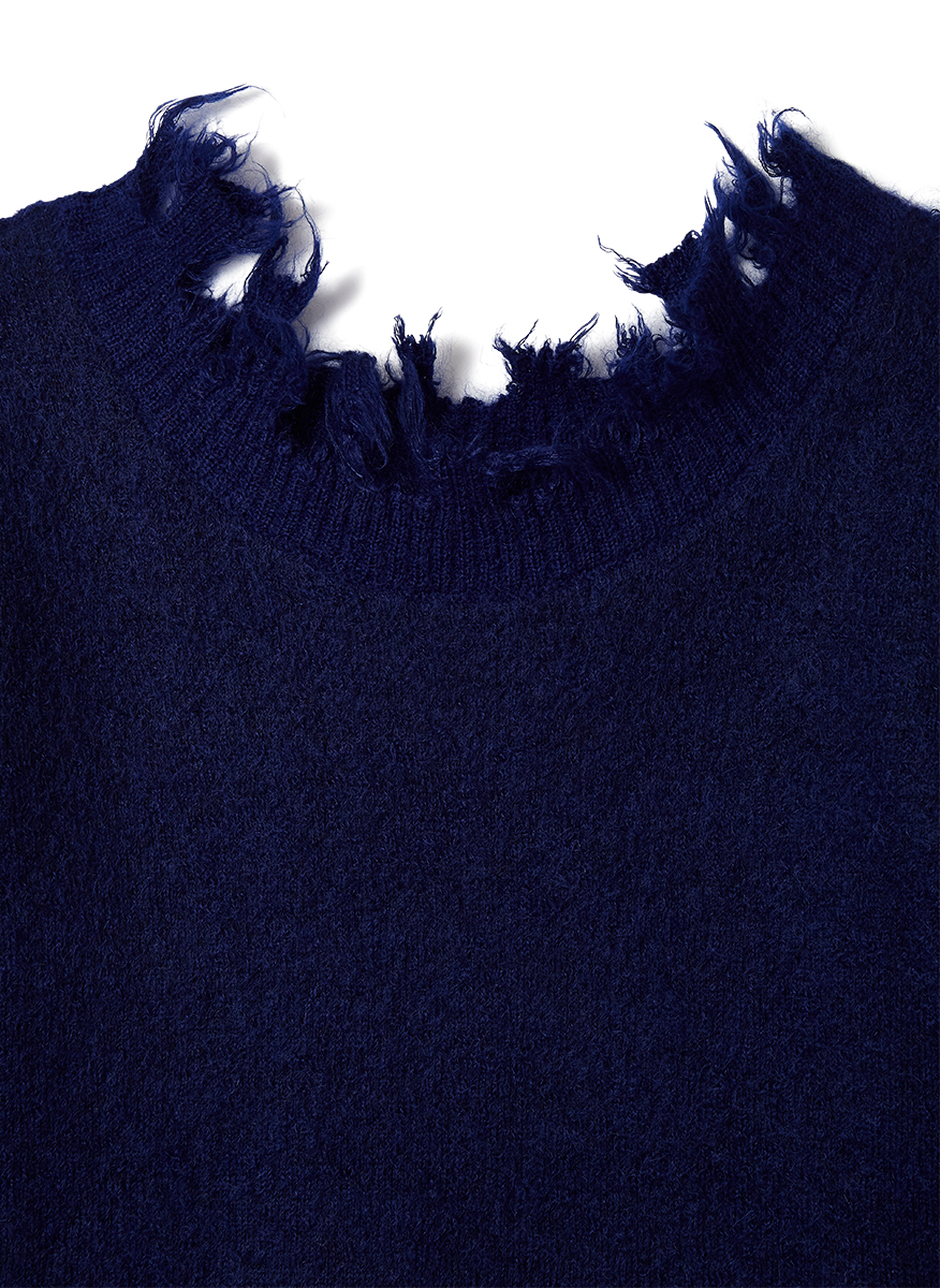 Mohair & Wool Damaged Knit Sweater 詳細画像 Blue 5