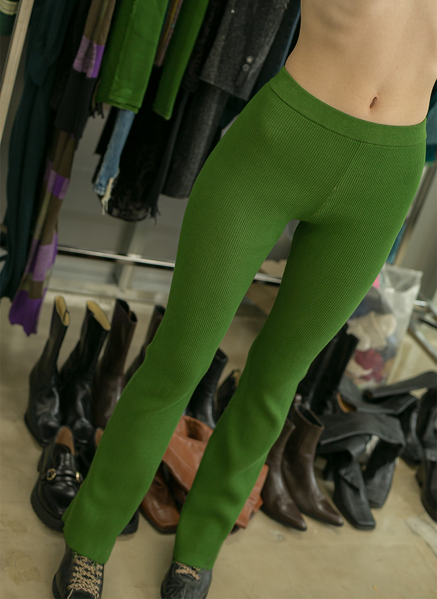 Re-Cotton Rib Line Pants 詳細画像 Green 3