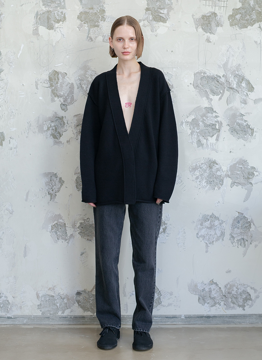 Regular Wool Cardigan Large 詳細画像 Black 5