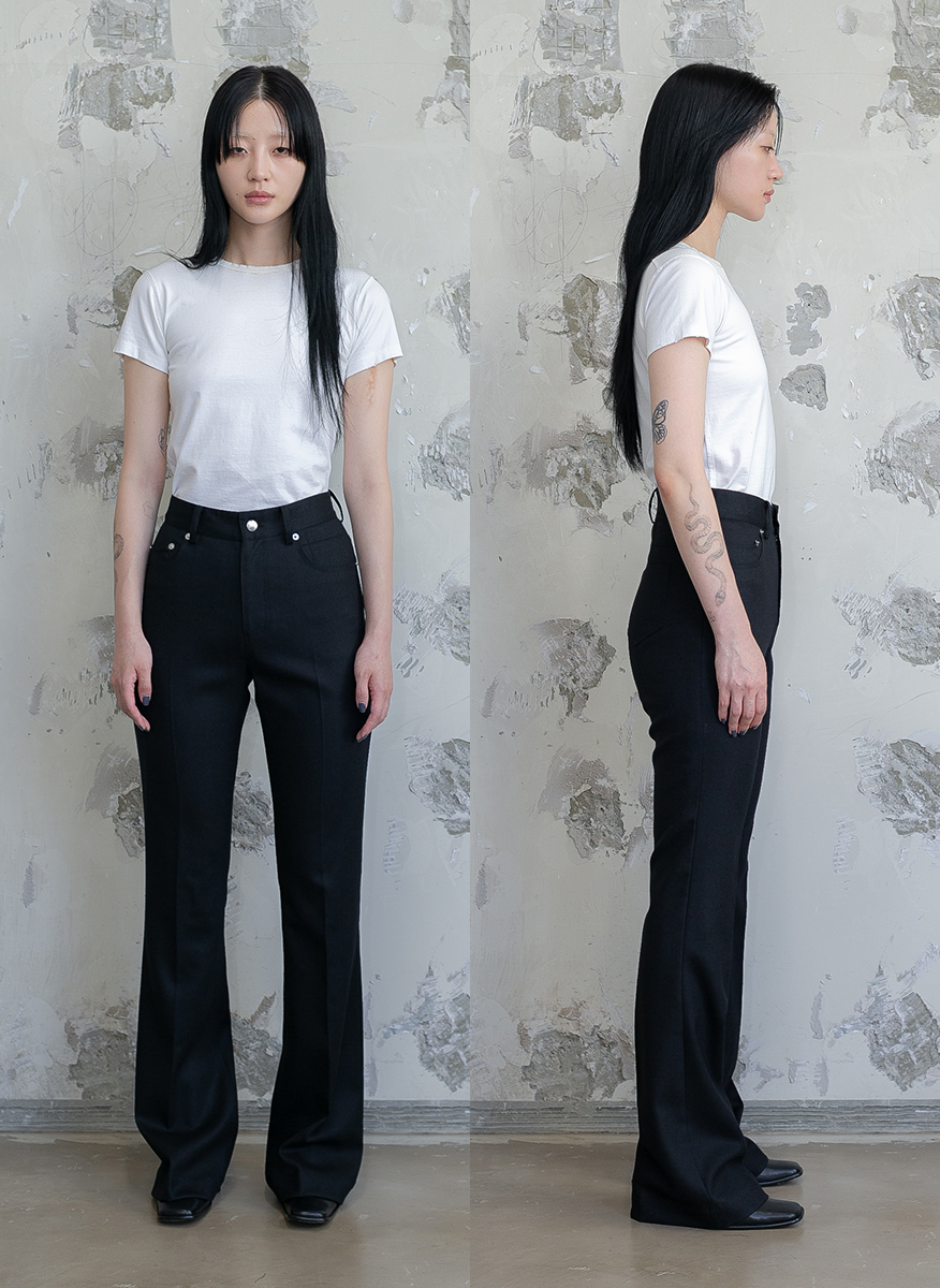 Regular-Six Pocket Wool Flare Trousers