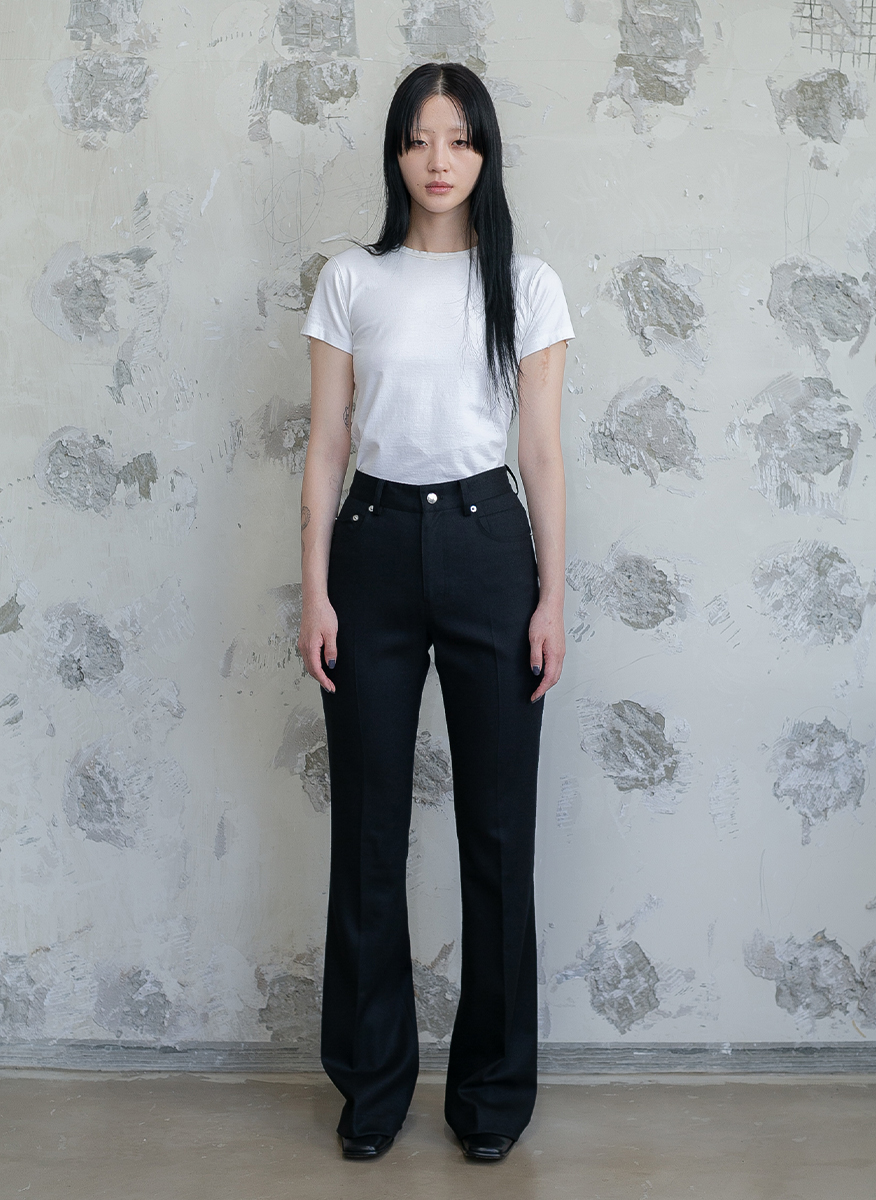 Regular-Six Pocket Wool Flare Trousers 詳細画像 Black 2