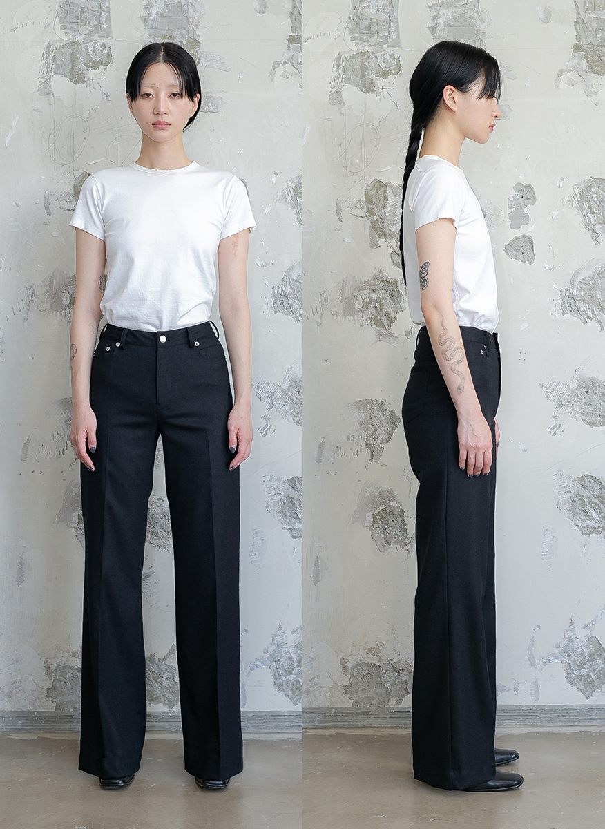 Regular-Six Pocket Wool Wide Trousers 詳細画像 Black 1