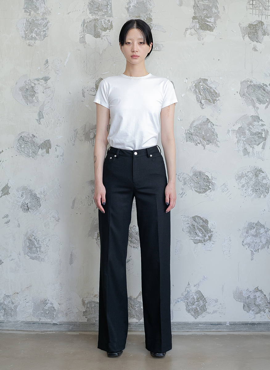 Regular-Six Pocket Wool Wide Trousers 詳細画像 Black 2