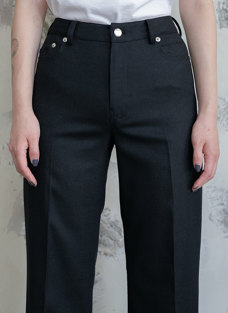 Regular-Six Pocket Wool Wide Trousers 詳細画像 Black 6