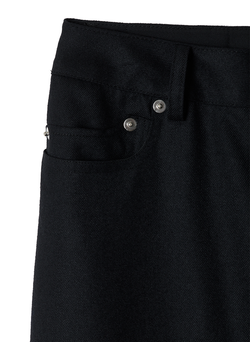 Regular-Six Pocket Wool Wide Trousers 詳細画像 Black 3