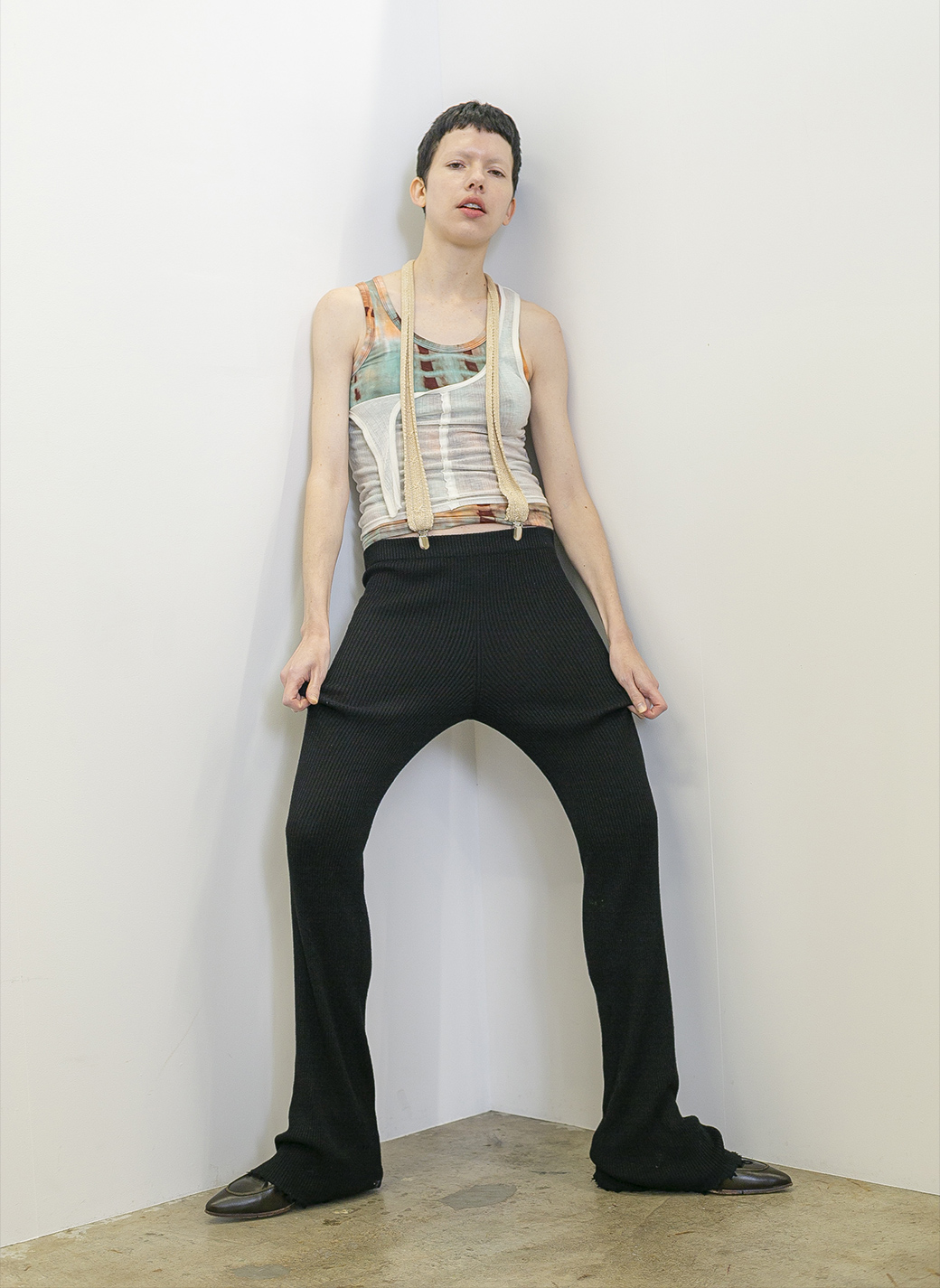 Whole-garment Rib Line Pants