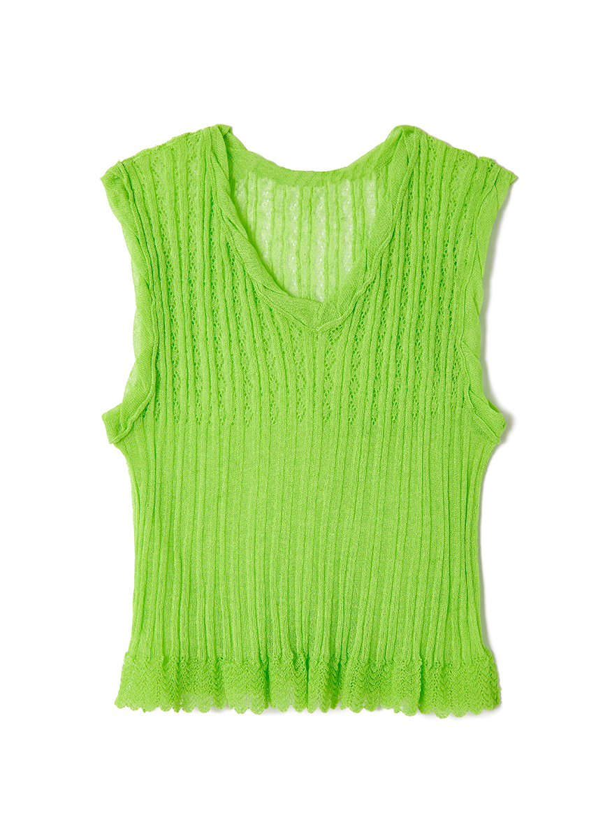 Tiny Rib Cropped Vest 詳細画像 Green 1