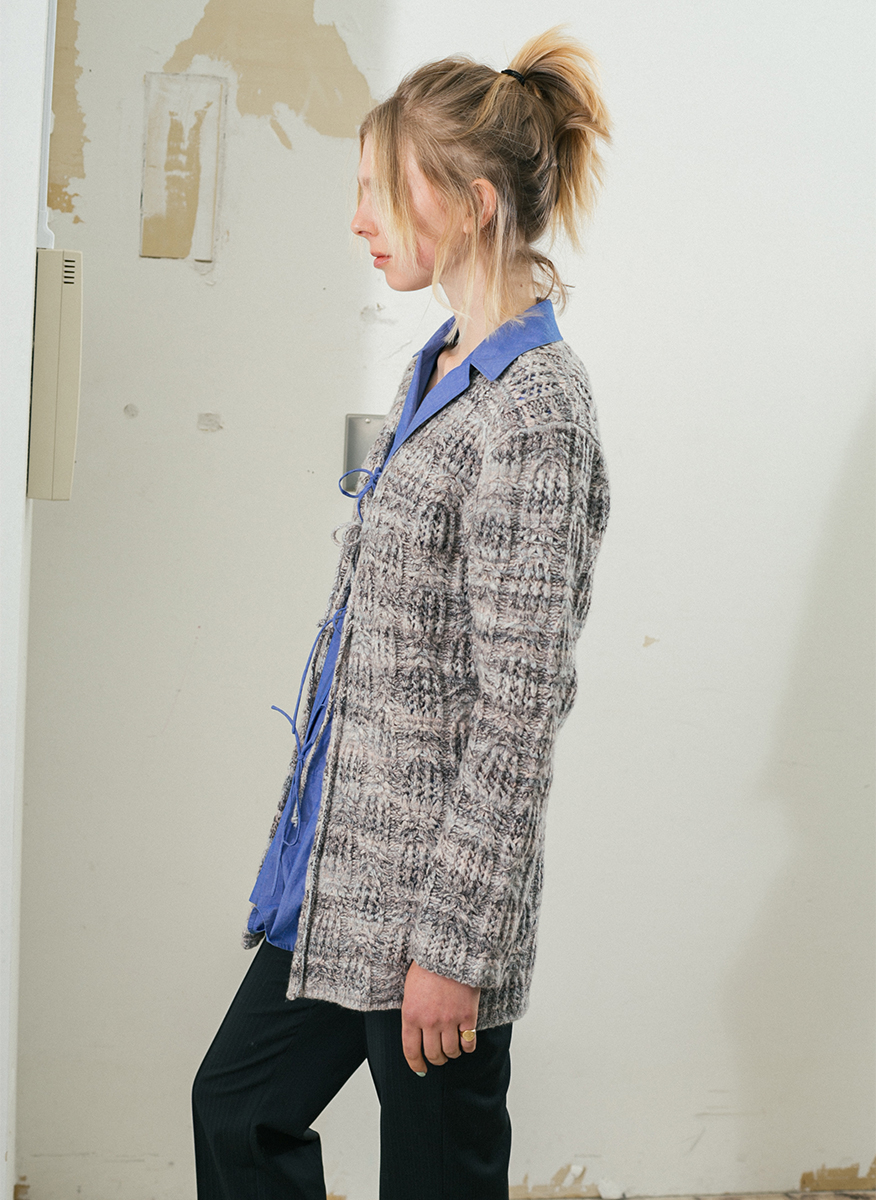 Gradation Cotton Yarn Cardigan 詳細画像 Gray 2