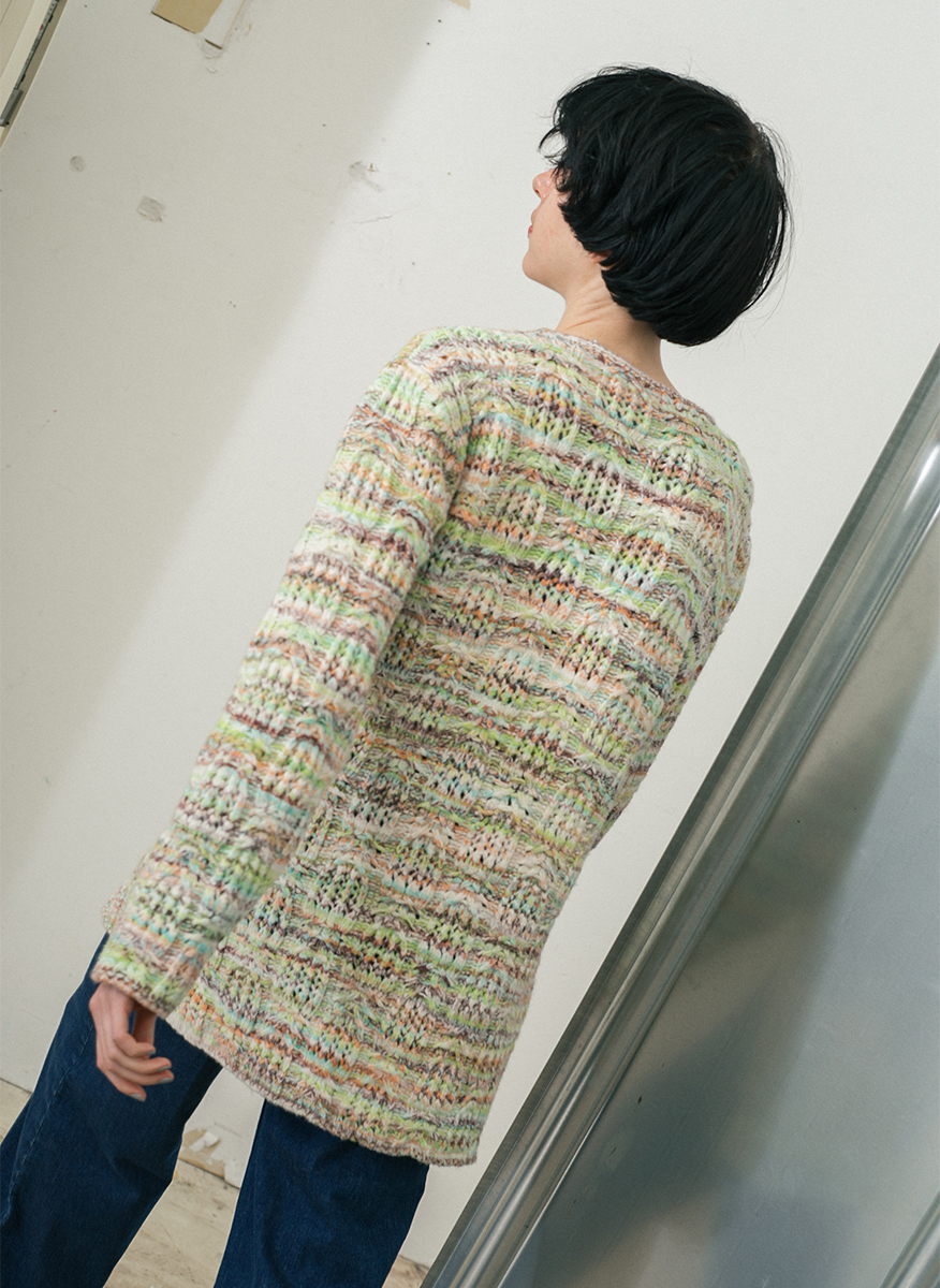 Gradation Cotton Yarn Cardigan 詳細画像 Green 3