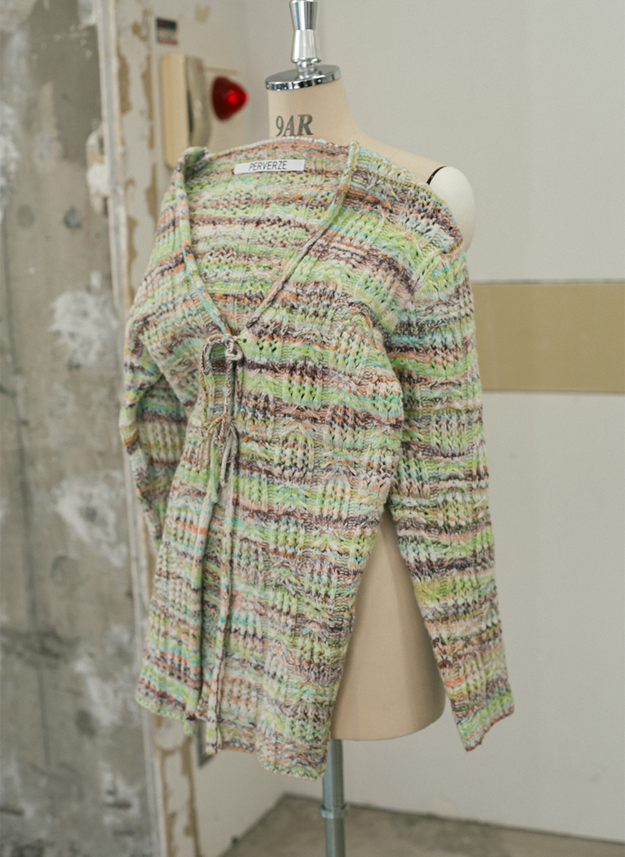 Gradation Cotton Yarn Cardigan 詳細画像 Green 5