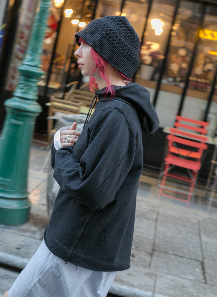 Slip Neck Hoodie 詳細画像 Black 4