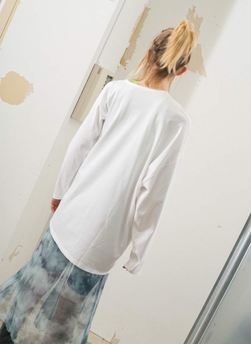 Slip Neck Long Tee 詳細画像 White 4