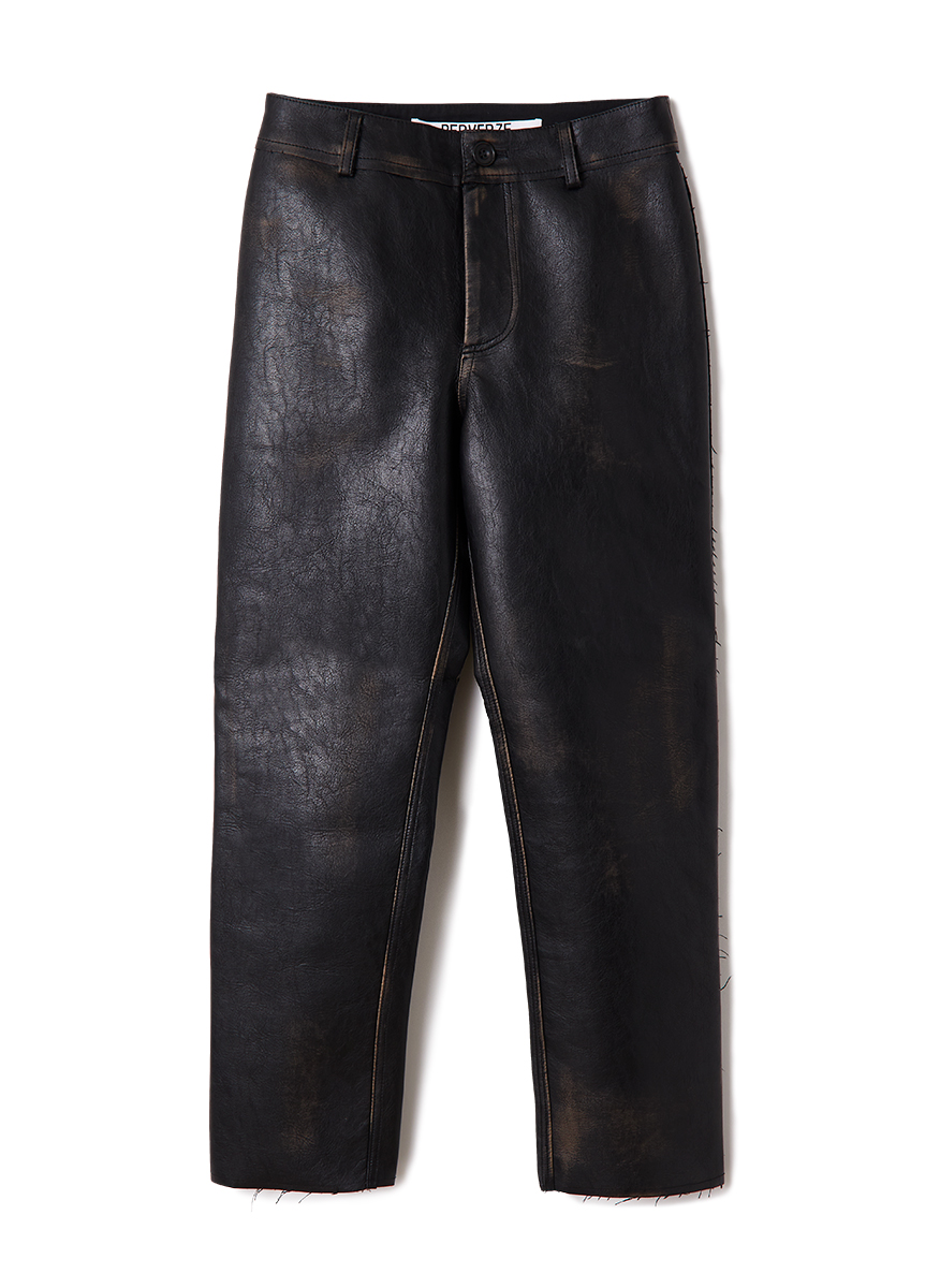 Washed Leather Cropped Trousers 詳細画像 Black 1