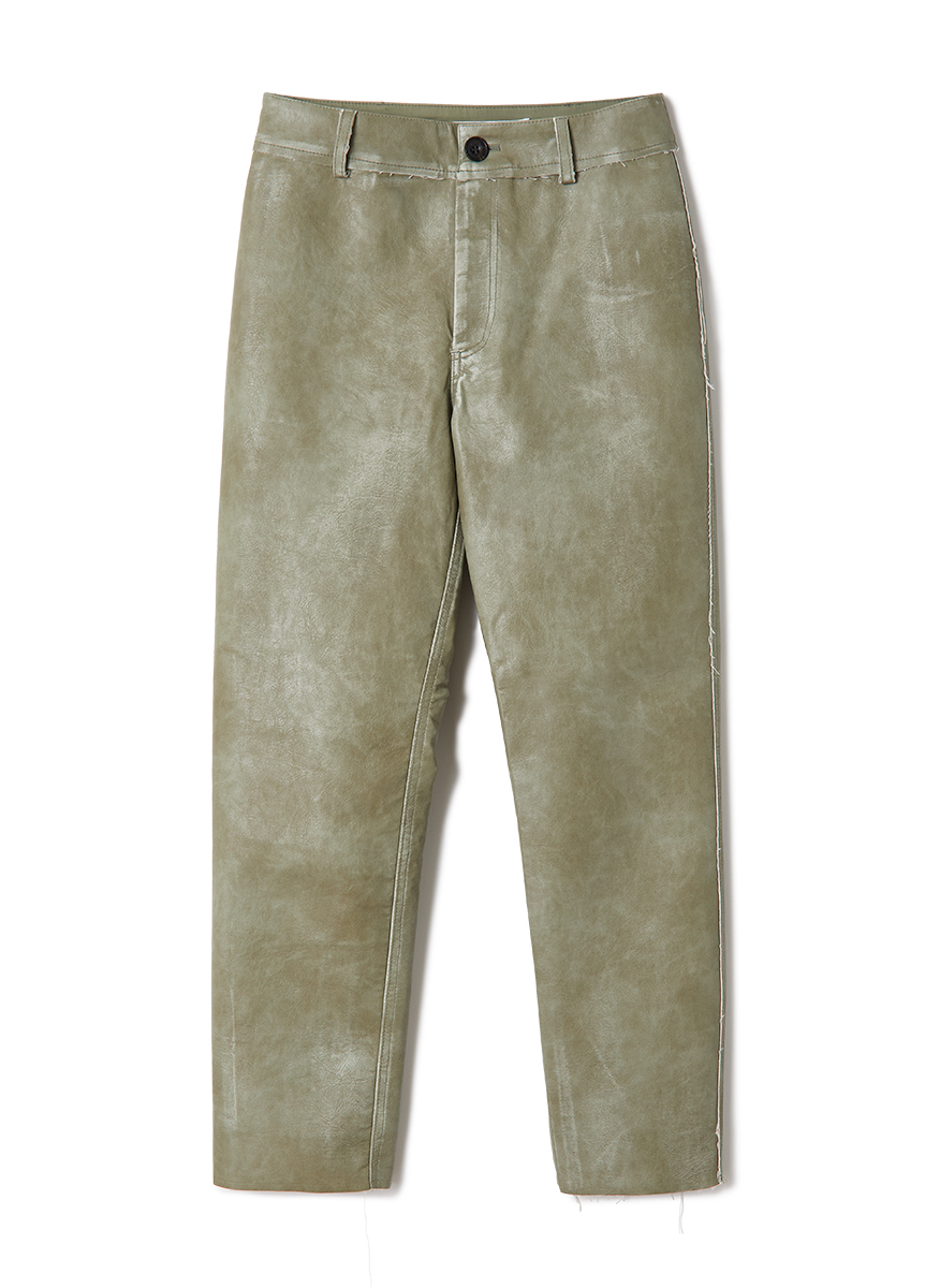 Washed Leather Cropped Trousers