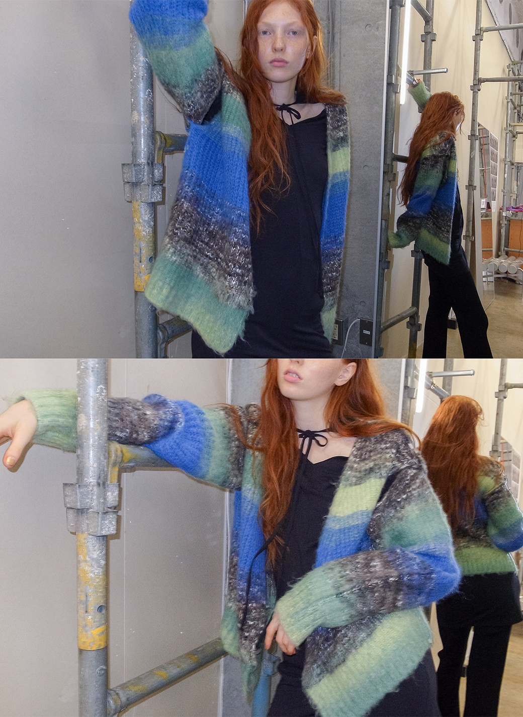 Gradient Stripe Wide Cardigan 詳細画像 Green 1