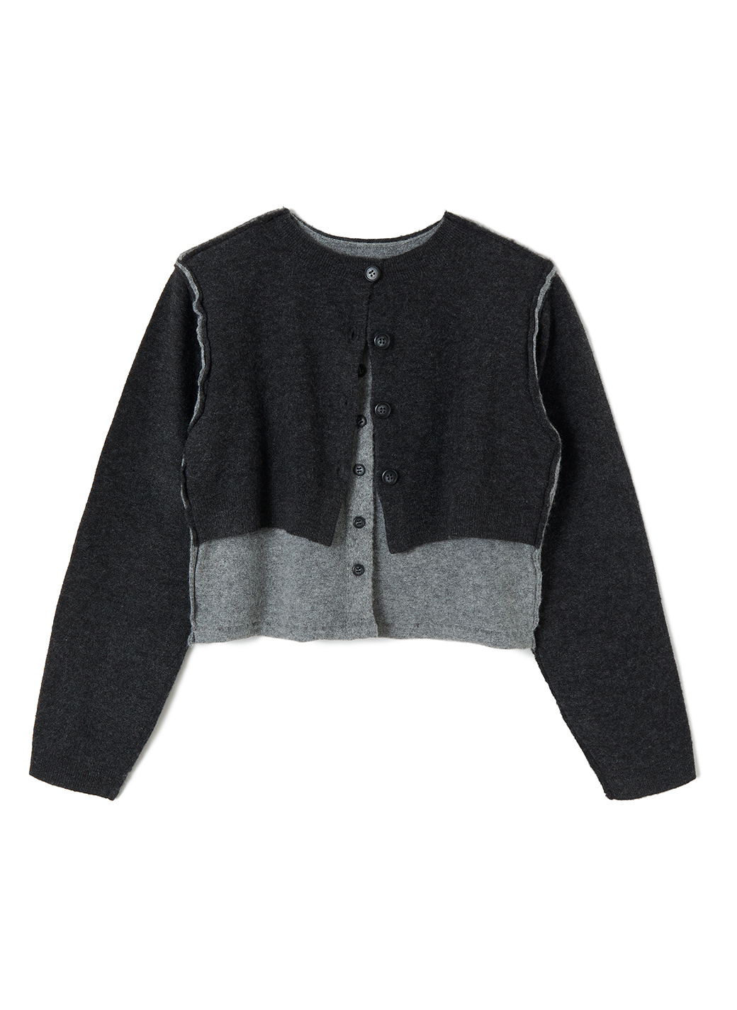 Stitching Double Cardigan/Gray｜PERVERZE | パーバーズの公式