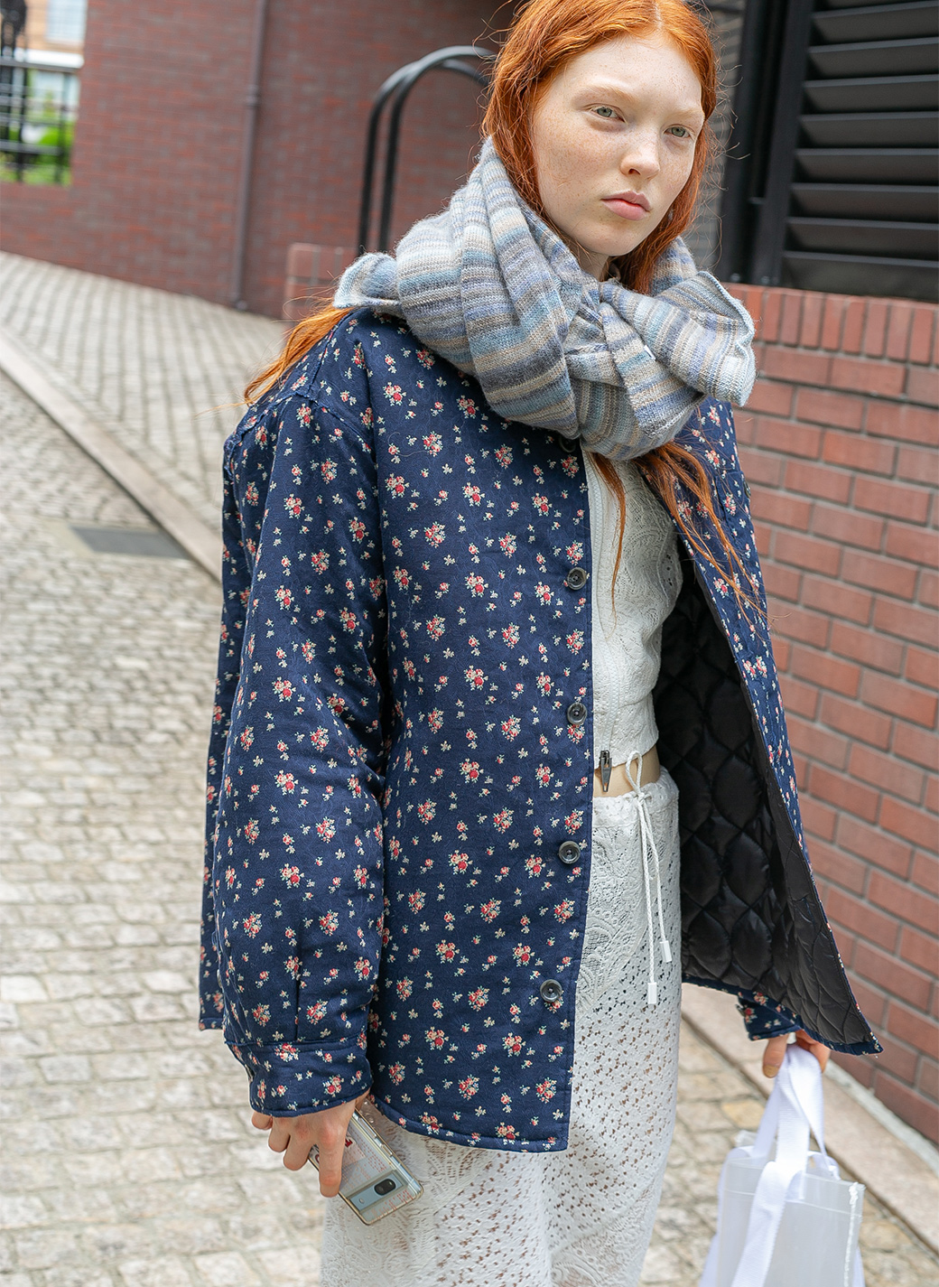 Square Pattern Scarf 詳細画像 Blue 2