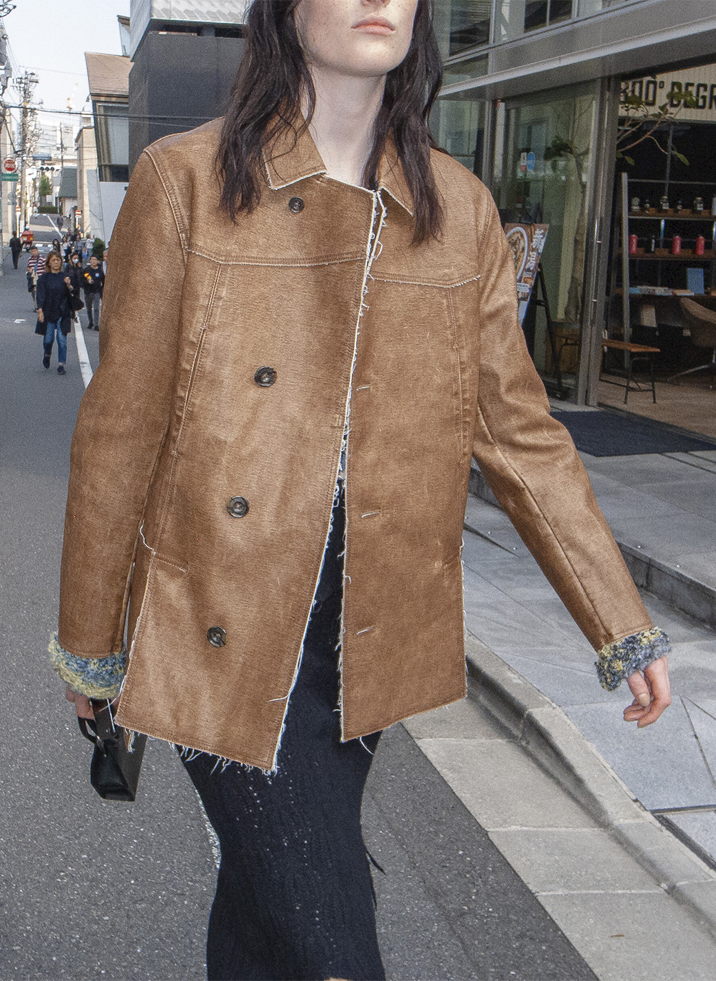 Washed Leather Flap Jacket 詳細画像 Brown 3