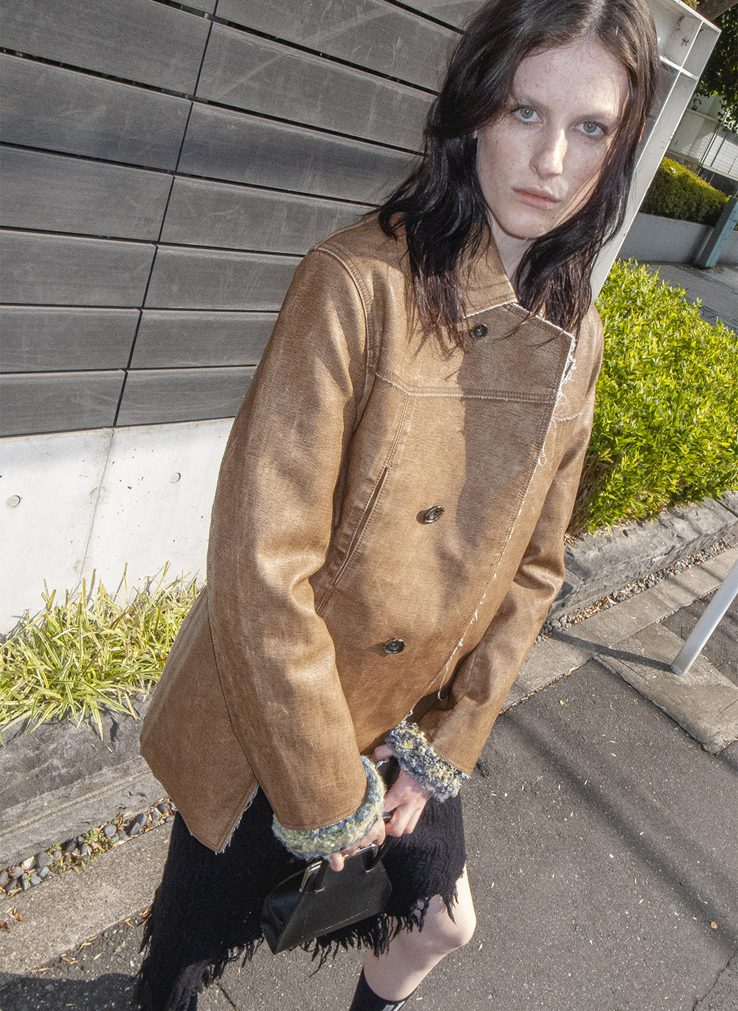 Washed Leather Flap Jacket 詳細画像 Brown 4