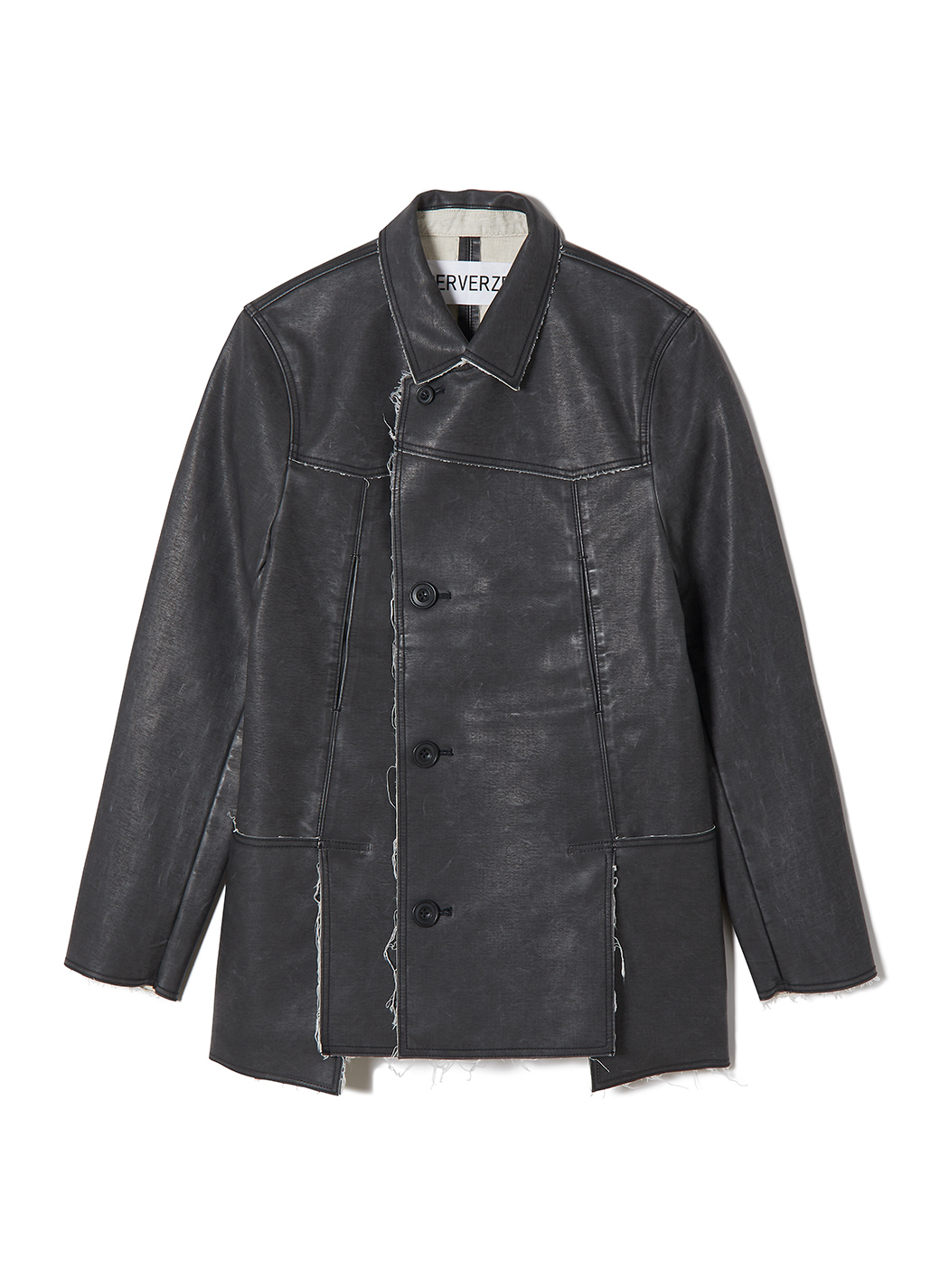 Washed Leather Flap Jacket 詳細画像 Black 1