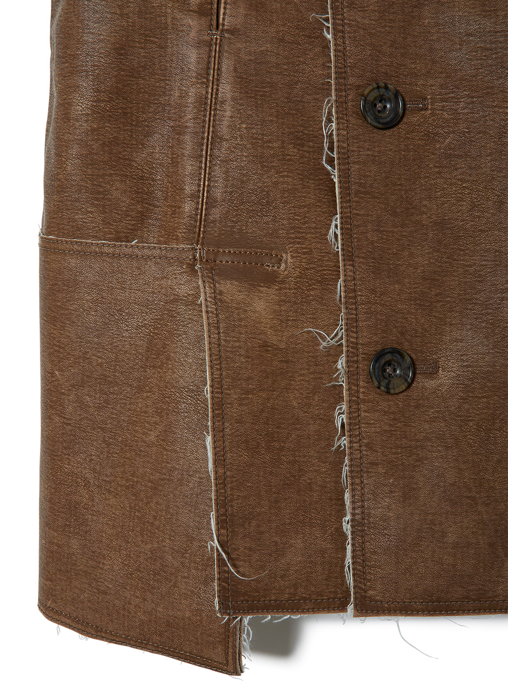 Washed Leather Flap Jacket 詳細画像 Brown 4