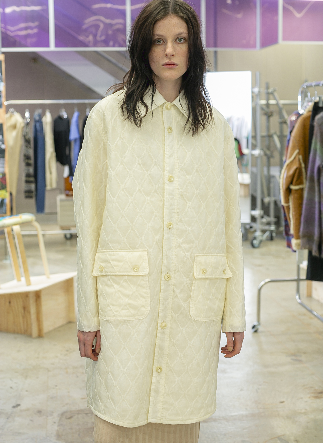 Double Stitch Quilting Jacket 詳細画像 White 3